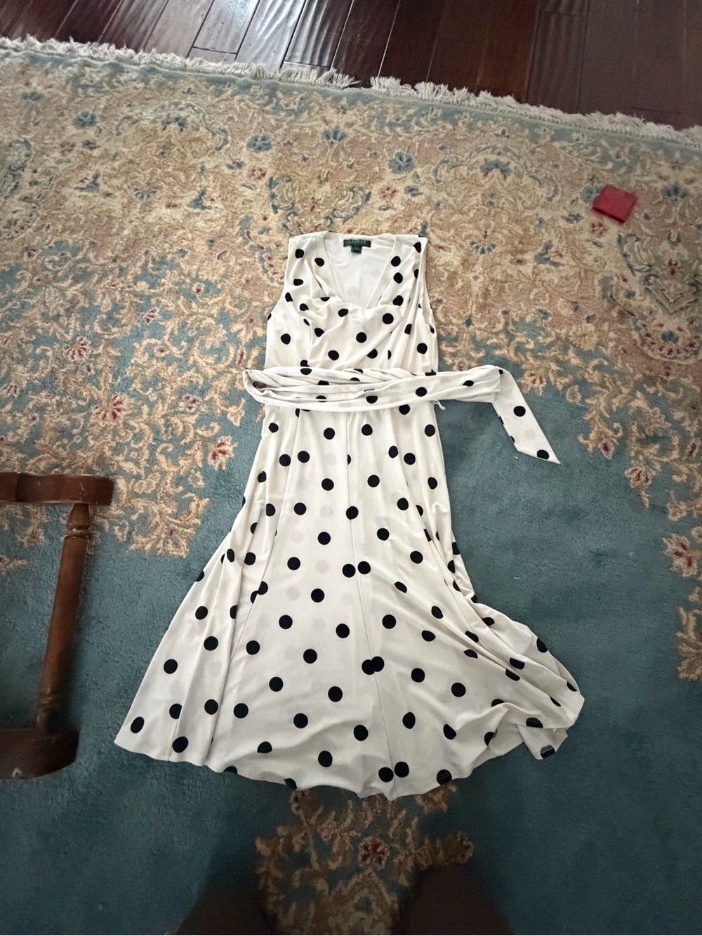 Lauren Ralph Lauren White Dress with Black Polka Dots - Picture 1 of 2